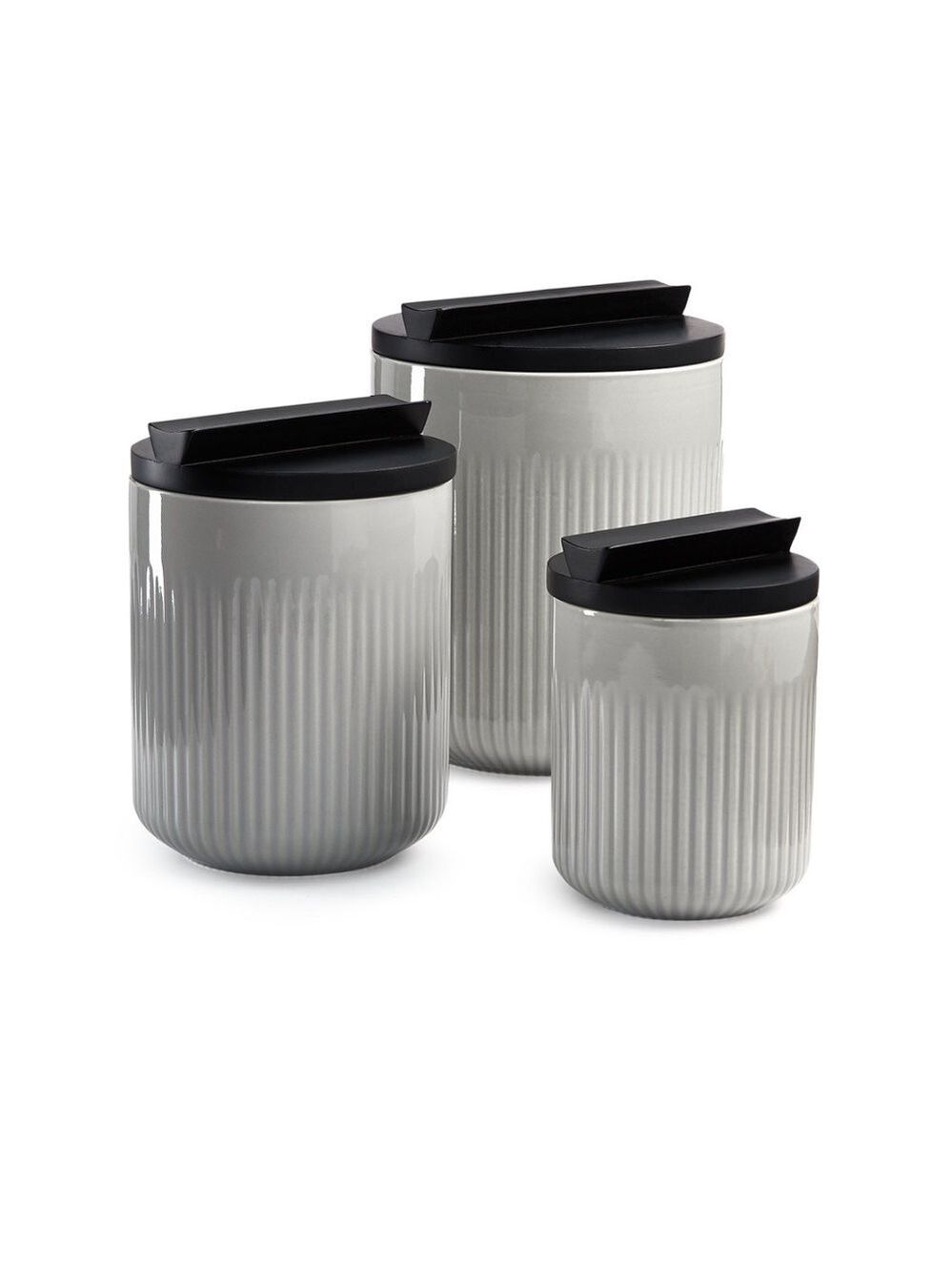 Hotel Collection Gray Canister Set with Black Lids